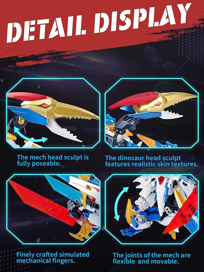 Pterodactyl Robot 2 in 1 Building Toy Sets, Dinosaurs Mech Transforming Building Block Model, Mecha Action Figures Pterosaur Building Kits, for Boys, Adult Age 8-12 (Pterodactyl)