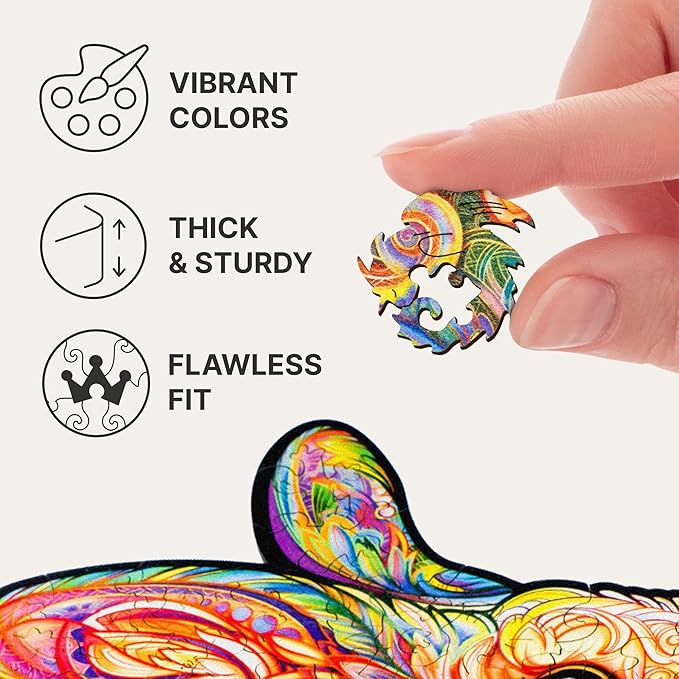 UNIDRAGON Original Wooden Jigsaw Puzzles - Precious Rabbit, 700 pcs, Royal Size 20.8"x21.6", Beautiful Gift Package, Unique Shape Best Gift for Adults and Kids