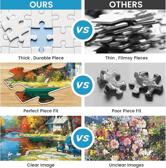 300 Piece Puzzle for Adults, Autumn Lakeside Cabin Jigsaw Puzzle with Dogs and Colorful Trees, Fall Season Cozy Retreat 300 Piece Puzzle, Relaxing Home Decor Gift for Adults, Kids, Seniors, 20.5×15 in