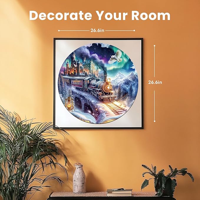 Masseruon 1000 Piece Puzzle for Adults, 26.6 * 26.6in Steam Train Puzzle for Adults, 1000 Pieces Flat Puzzles with 3D Visual Effect When Completed, Adult Puzzles Games