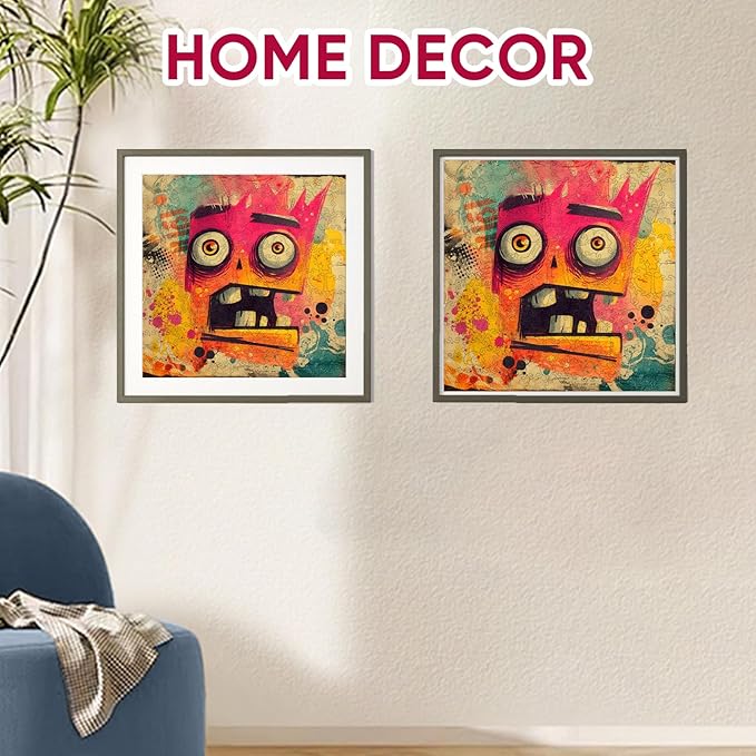 Ruikiyart Wooden Puzzles for Adults, 5MM 500 Pieces Funny Scared Expression Wooden Jigsaw Puzzle, Unique Shaped Puzzle Gifts for Adults and Kids on Christmas, Family Puzzle Games (Red, 15.9''x15.9'')