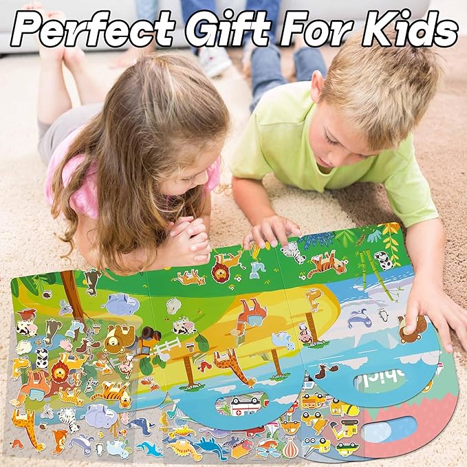 4 Sets Sticker Books for Toddlers 3+ Years, 122 Pcs Puffy Stickers for Kids, 3D Sticker Books for Toddlers, Toddler Airplane Travel Essentials for Kids