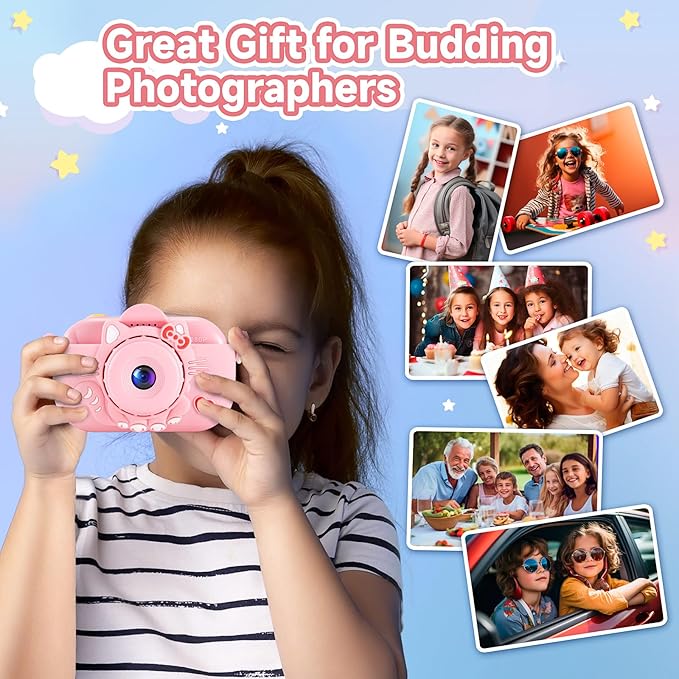 Kids Camera Digital Camera for Girls Age 3-8, 1080P Toddler Camera for Kids with 32GB SD Card, Toddler Girls Toys Age 6-8