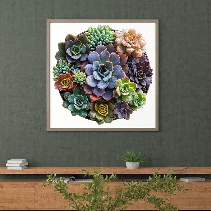 Wooden Puzzle for Adults, 200 Pieces Round Mandala Flower Wooden Puzzles,Extra Thick 5MM,Unique Shaped Liberty Succulents Wood Jigsaw Puzzles for Adults and Kids,Birthday Gifts,11.2x11.2 Inches