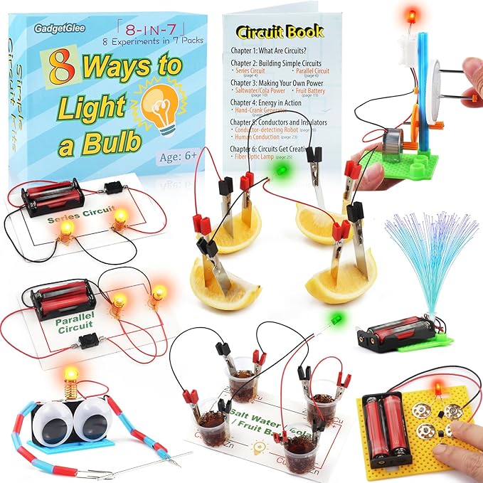 STEM Electric Circuit Kit for Kids Ages 8-12, Electrical Circuits Science Project Light Bulb Experiment, Educational STEAM Kits Electricity Toys Boys Girls Electronic Activities 6 7 8 9 10 12 Year Old