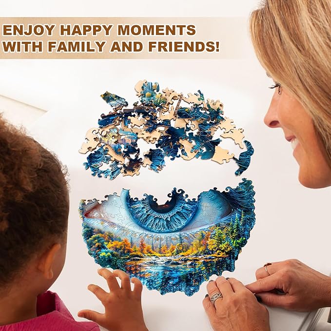 Jigfoxy Wooden Puzzle for Adults, Eye of Nature Jigsaw Puzzles for Adult, Unique Animal Shape Wood Cut Puzzles, Christmas Thanksgiving Gifts for Friends Family (S-8.5 * 7.8in-85pcs)