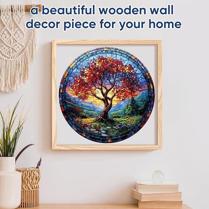 Wooden Puzzles for Adults, Tree of Life Redwood Fall Jigsaw Puzzles 200pcs,11.2x11.2in, Unique Shape Adult Puzzles, Irregular Wood Creative for Adults Family Game