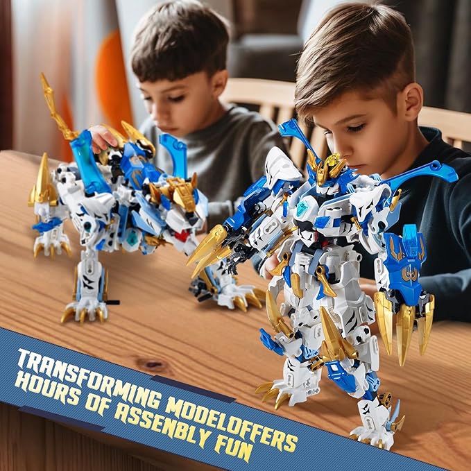 White Tiger 2 in 1 Mech Building Blocks kit Transform Action Figure Toys, Animals Transforming Robot Building Set, STEM for Adults Kids Boys Ages 8 10 12 14 (White Tiger)