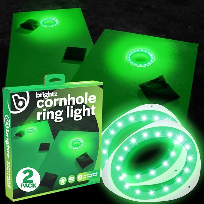 Brightz LED Cornhole Board Ring Lights, 2-Pack - 48-Hour Battery Life - Illuminate Your Game with Dazzling Glows and Ultimate Style for Non-Stop Evening Fun and Excitement (Includes Hole Lights Only)