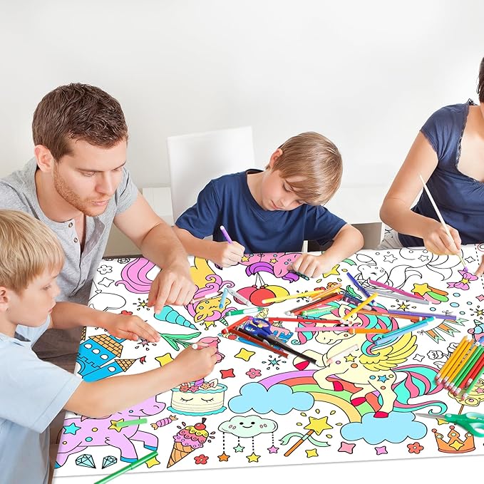 Gatherfun Unicorns Birthday Party Giant Coloring Poster - 31.5x 72 Inches - Versatile Classroom Wall Décor & Unicorns Birthday decorations-Poster or Table Cover for School Parties and Special Events