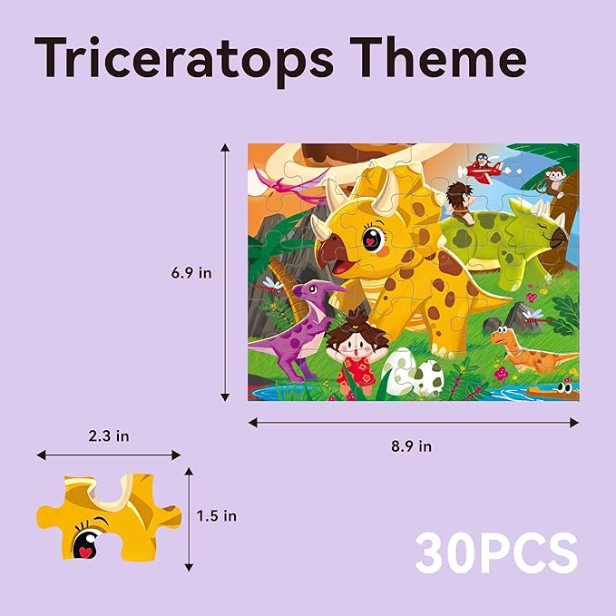Dotimo 4-Pack Dinosaur Puzzles for Kids Ages 3-5, Progressive Learning Puzzles with Storage Box – 24/30/35/48 Piece Educational Games for Toddlers, Family Activities & Gifts