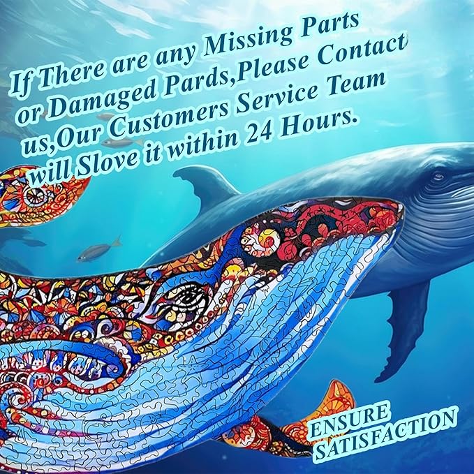 Wooden Jigsaw Puzzle for Adults,Blue Whale Animals Shaped Magic Puzzle Pieces Best Gift for Adults,Can be Used as a Cool Mouse Pad,225pcs,(19.29 * 12.79 inches)
