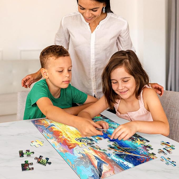 Puzzles for Kids Ages 8-10 - Turtle in Undersea World - 100 Piece Jigsaw Puzzles for Kids Ages 4-6 6-8 8-10 Year Old Children Puzzles for Boys and Girls Educational Learning Toys and Gifts