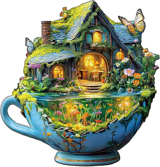 Jigfoxy Wooden Puzzle for Adults, Funny Green Cup Jigsaw Puzzles for Adult, Unique Animal Shape Wood Cut Puzzles, Christmas Thanksgiving Gifts for Friends Family (M-11.4 * 11in-170pcs)