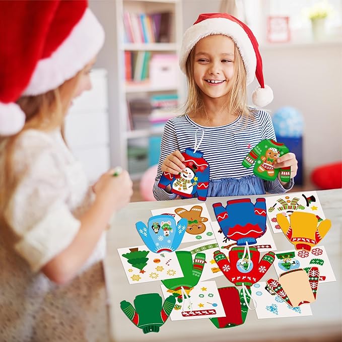 EZdhuawuse Christmas Ugly Sweaters Craft Kits - 123P Christmas Sweaters DIY Sticker Ornaments for Kids, Make Your Own Xmas Clothes Paper Crafts, DIY Hanging Ornaments Kits for School Home Activities