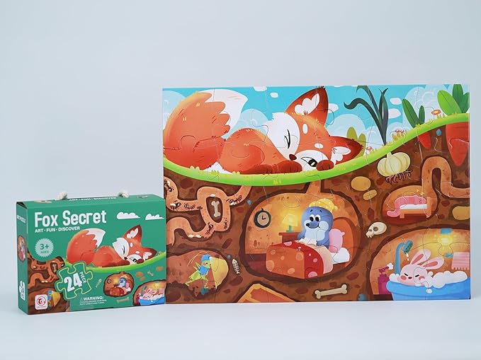 PhoenixtreeMoon Large Floor Puzzles for Kids Ages 4–6, 4-in-1 Educational Storytelling Jigsaw Puzzles – Animal, Sea, Space Themes for Boys and Girls