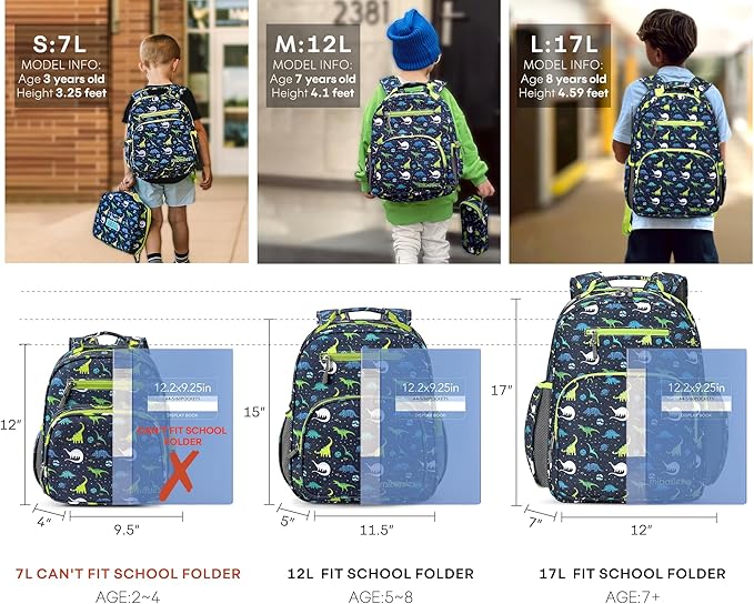 mibasies Boys Backpack: Large Kids Backpack Boys for Elementary School with Laptop Compartment - Galaxy Dinosaur