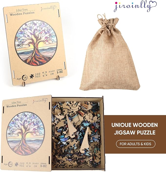Wooden Puzzle for Adults - 3D Tree of Life Wooden Jigsaw Puzzles 500 Piece, Unique Shaped Challenging Puzzles, Exquisite Packaging, Best Gift Toys for Family Friends 16.5x16.5 in