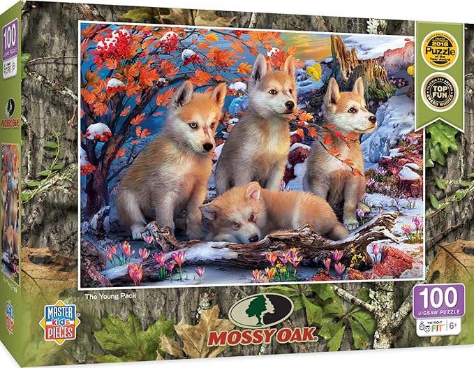 MasterPieces 100 Piece Jigsaw Puzzle for Kids - Mossy Oak The Young Pack - 14"x19"