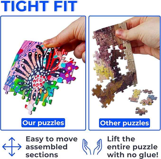 1000 Pieces Jigsaw Puzzle – Matte Finish, Soft Touch, Easy to Assemble, Tight Fit, Vivid Colors, Missing Pieces Service – Rainbow Butterfly and Flowers in Waterfall Forest – by ENJOY Puzzle