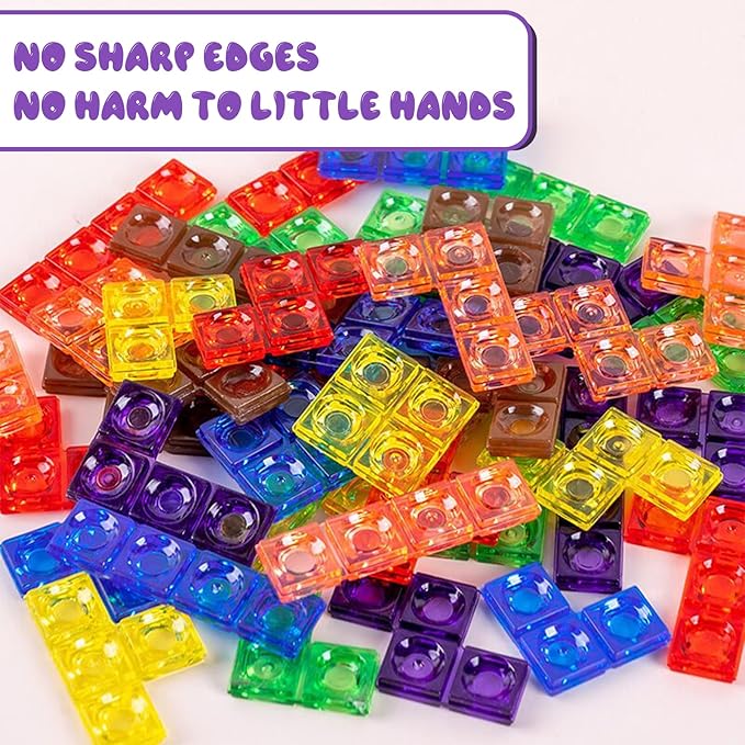 Wooden Blocks Puzzle Brain Teasers Toy, Intelligent Colorful 3D Plastic Blocks Game with Vertical Wood Frame Game Board, Tangram Educational Montessori Toys Gift for Kids Age 4-8 Years Old