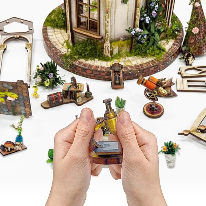 CUTEROOM Miniature House Kits for Adults, Mini Dollhouse Wooden Furniture Kit, DIY Craft Kits Creative Room Tiny House for Decoration-Dream Flower Shop
