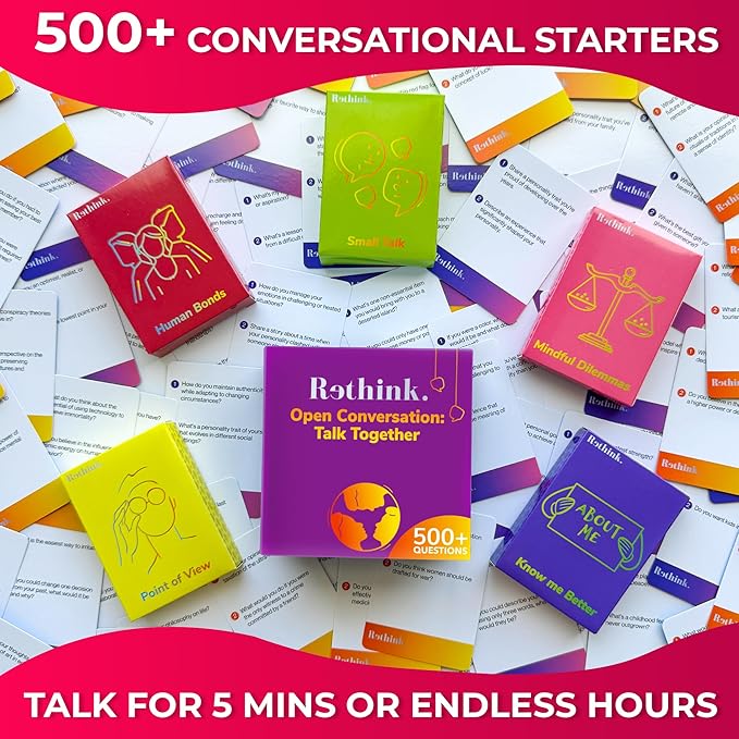 QUOKKA Conversation Cards for Families – 500 Thoughtful Questions in 5 Categories – Premium Conversation Starter Cards for Family Game Nights, Reunions, and Travel – Sharing Joy Table Talk Deck