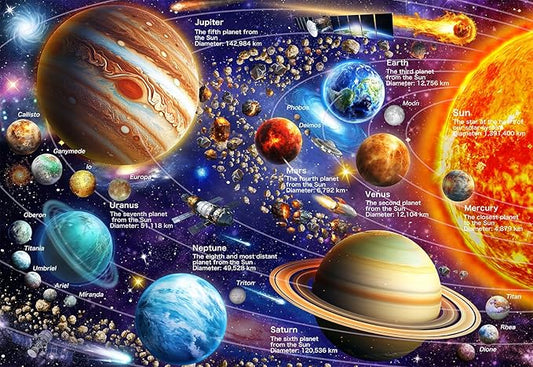 100 Piece Puzzles for Kids Ages 4-8-10, Solar System Puzzles 100 Pieces for Kids Science Educational Space Planet Puzzle Toys for Kids 4-6, 5-8, 6-8, 8-10 Boys Girls