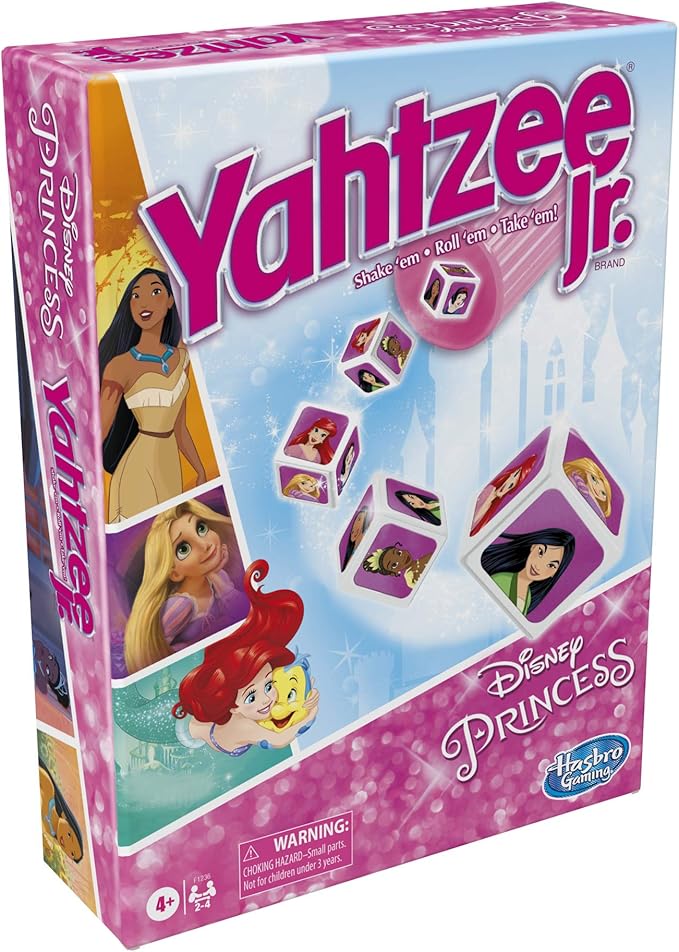 Hasbro Gaming Yahtzee Jr.: Disney Princess Edition Board Game for Kids Ages 4 and Up, for 2-4 Players, Counting and Matching Game for Preschoolers (Amazon Exclusive)