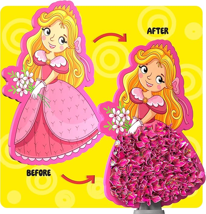 Dan&Darci Jab Jab Art Magical Princesses Kit - Gifts for 5 Year Old Girls - Arts and Crafts for Kids Ages 4-8, 4-6 - Mess-Free Craft - Birthday Gift Ideas for Girls Ages 4, 5, 6, 7, 8, 9