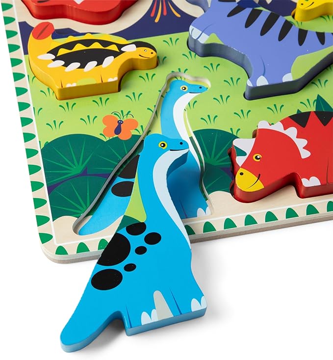 Melissa & Doug Dinosaur Wooden Chunky Puzzle (7 pcs) - FSC Certified