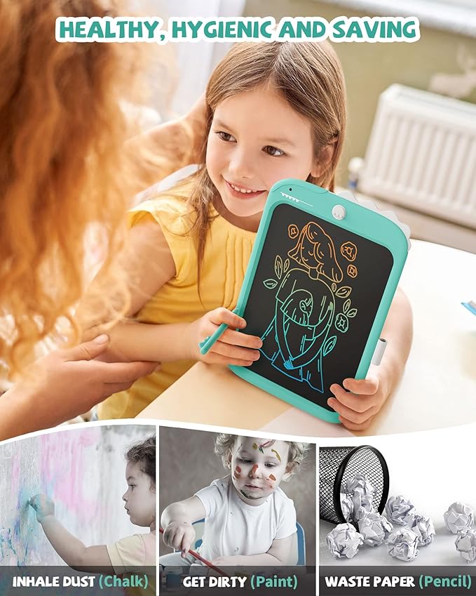 LCD Writing Tablet Dinosaur Toy for Kids,10 inch Doodle Board Drawing Pad Tablet with Lock Function, Erasable, Portable, Educational Learning Toy Gifts for 3 4 5 6 Years Old Boys Girls (Blue)