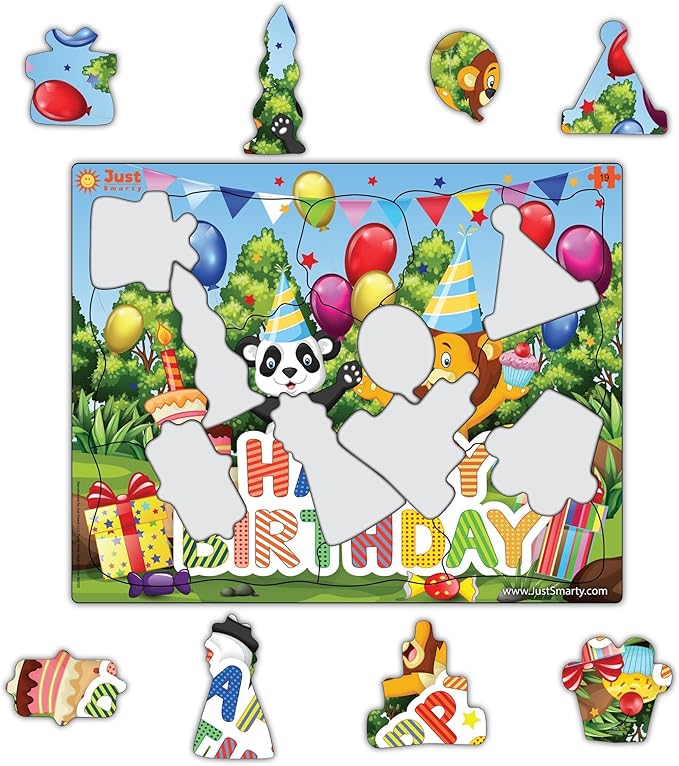 Just Smarty Happy Birthday Puzzles for Toddlers 1-3 | 19 Pieces Mini Puzzles | Birthday Puzzle for Boys and Girls | Preschool Puzzles | Kids Puzzles | 3-5 Years Toddler Birthday Gift | Shaped Puzzles