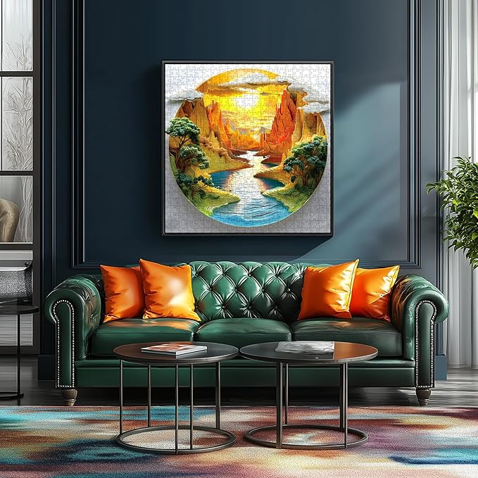 Sunset Canyon River 500 Piece Jigsaw Puzzle for Adults Scenic Nature Landscape Puzzle Vibrant Sunset River Canyon Challenging Puzzle for Game Night Gifts Home Decor（20" x 20"）