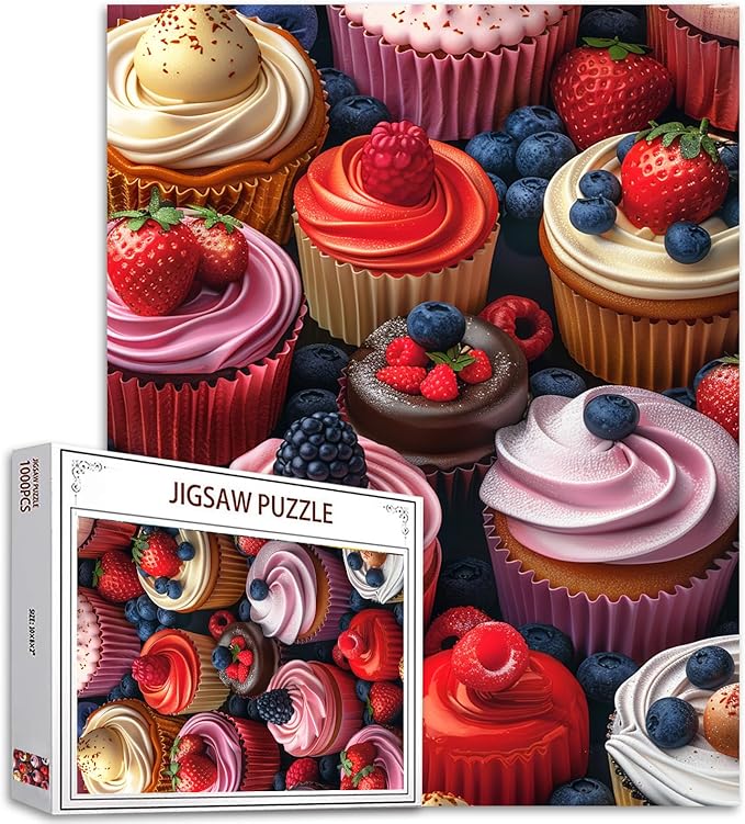 Tucocoo Dessert Jigsaw Puzzles for Adults 1000 Pieces, Fruits Cakes Pastries Whimsical Art Jigsaw Puzzle Colorful DIY Craft Puzzles for Home Decoration Gifts, Family Puzzle Perfect for Game Nights
