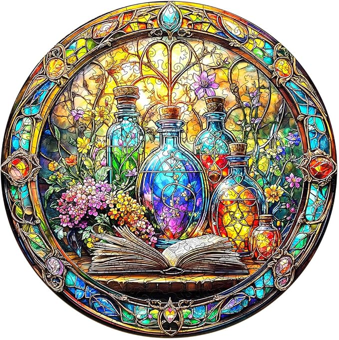 Wooden Puzzles for Adults - Mystic Vials Wood Puzzles Adult - Unique Animal Shape Wooden Jigsaw Puzzles for Adults - Birthday Gifts for Puzzle Lovers, Family (11.4 * 11.3in)