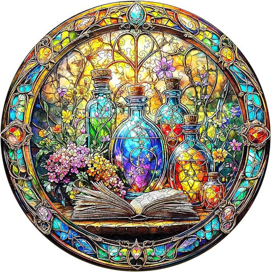 Wooden Puzzles for Adults - Mystic Vials Wood Puzzles Adult - Unique Animal Shape Wooden Jigsaw Puzzles for Adults - Birthday Gifts for Puzzle Lovers, Family (11.4 * 11.3in)