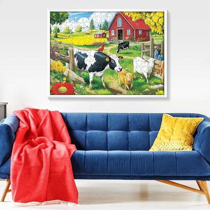 300 Pieces Jigsaw Puzzles for Adults, Pasture Cows Puzzle for Adults Children Seniors, Brid Puzzle 300 Pieces, Gift for Birthday, Home Decor, Fun for Family Entertainment(20.5 * 15 Inch)