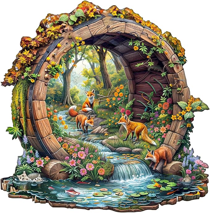 Wooden Puzzles for Adults - Happy Foxes Wooden Jigsaw Puzzle - Unique Animal Shaped Wood Puzzles Adult - Christmas Birthday Gifts for Adults/Friends/Family - 275pcs 13.4 * 13.2in