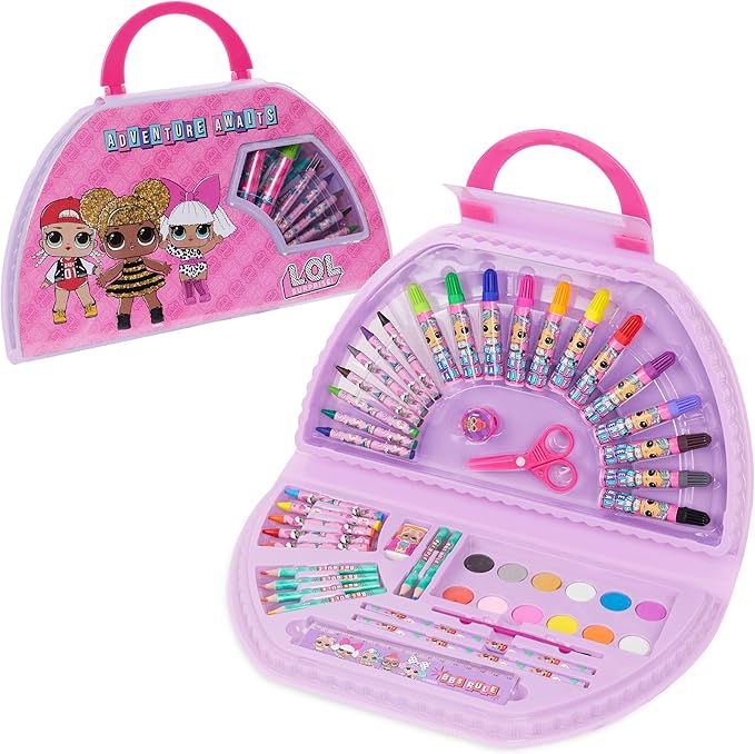 L.O.L. Surprise! Art Supplies Set with 40 Pieces Drawing and Painting Kit Pink Travel Case