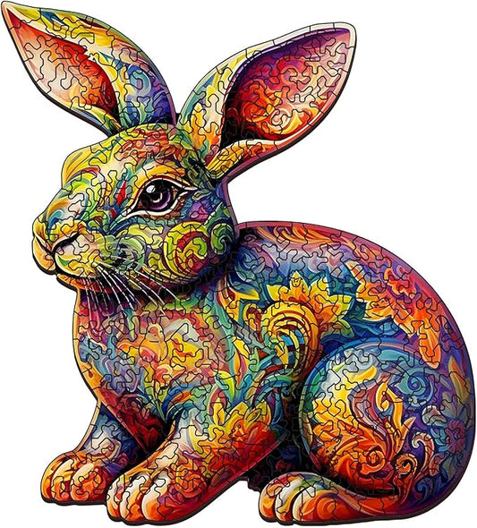 Wooden Puzzles for Adults, Unique Puzzles for Adults, Irregular Animal Shaped Wooden Jigsaw Puzzles, Creative Birthday Gift, 11.8 x 9.1 inch, Rabbit