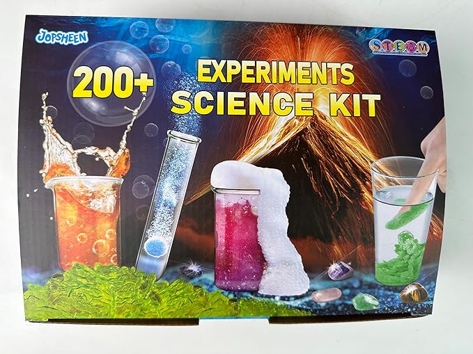 200+ Science Experiments Kit for Kids, Science Project Lab Volcano Toys Birthday Gifts for Boys & Girls, Chemistry Set, Gemstone S.T.E.M Educational Learning Activities