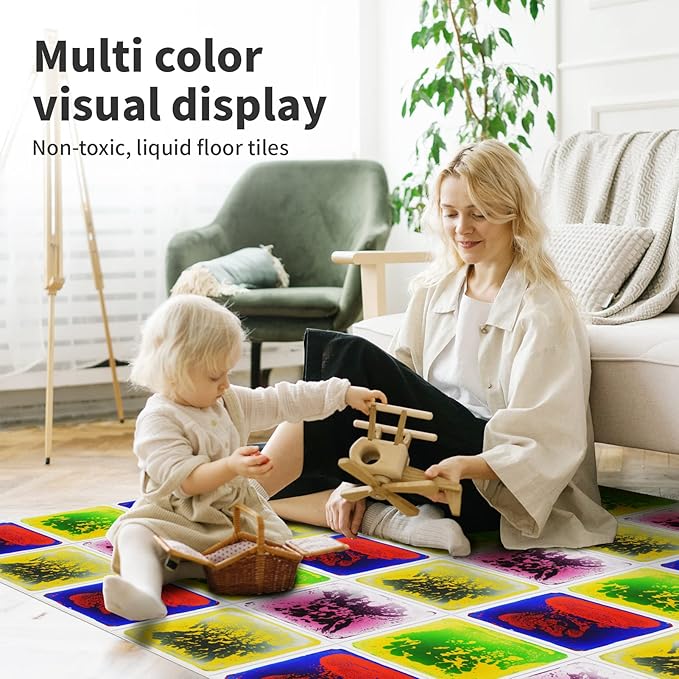 Art3d Liquid Sensory Floor Decorative Tiles, 11.8"x11.8" Square, 4 Tiles