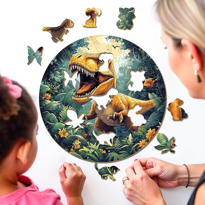 Wooden Puzzles for Kids Ages 4-6, Dinosaur 50 Pieces Kids Puzzle, Children Birthday Easter Puzzle Gift Idea, Educational Puzzles Toys for Boys and Girls (11.4 * 11.4in)