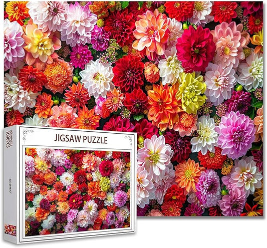 Tucocoo Flowers Background Jigsaw Puzzle 1000 Pieces Puzzles for Adults, Chrysanthemum Floral Art Puzzles for Challenging Family Activity Games 20 x 27 inches DIY Puzzle for Home Decor Gifts
