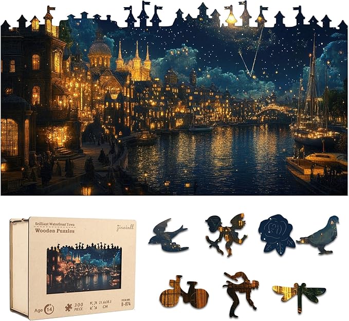 Wooden Puzzles for Adults 500 Piece, Hard Impossible Puzzles for Adults, Unique Shaped Landscape Painting Challenge Puzzle, Exquisite Packaging, Best Gifts for Family Friends, Brain Games
