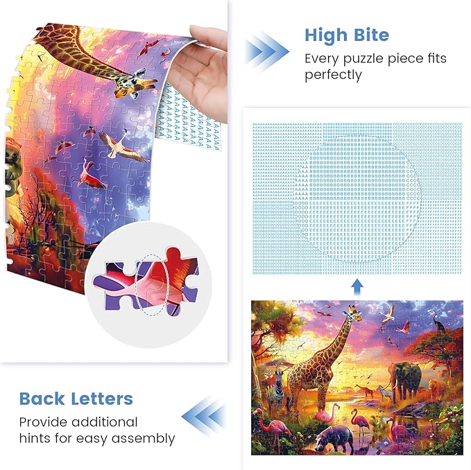 300 Piece Puzzles for Adults,Animals of The Savannah Jigsaw Puzzle for Adults Kids Seniors,Recycled Cardboard Large Piece Puzzle 300 Piece,Family Activity Great Gift for Family Friends 20.5 * 15 in