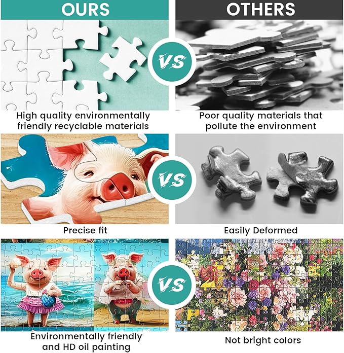 300 Piece Puzzle for Adults,Cute Pig Jigsaw Puzzle 300 Pieces Animals Lover Puzzles for Kids Adult Senior Premium Cardboard Puzzle for Relaxation Tabletop Family Activity Game Night Gifts