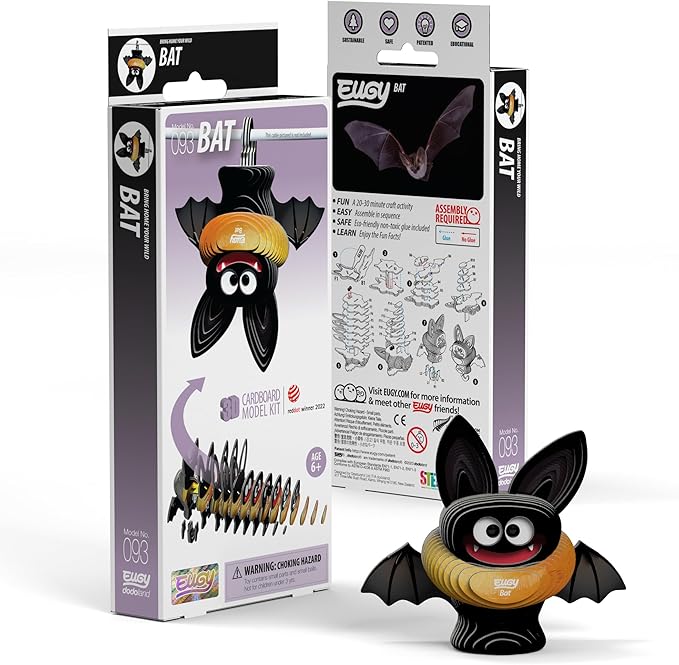 Eugy Bat 3D Puzzle, 31 Piece Eco-Friendly Educational Learning Puzzles for Kids 6+
