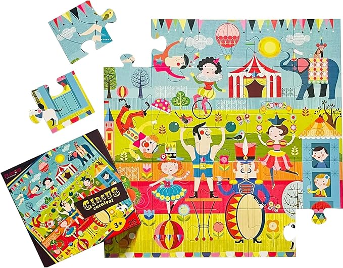 Circus Performers Jigsaw Puzzle for Toddlers | Carnival Tent 25 Jumbo Pieces Floor Puzzles for 3 Years Kids| Educational & Fun Themed Birthday Party Favors